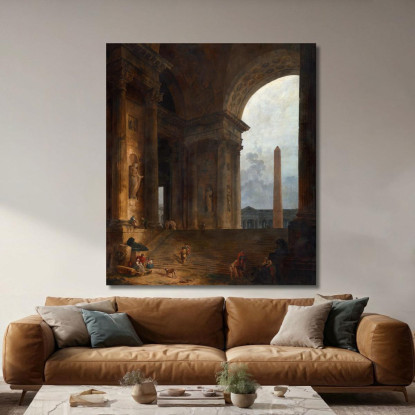 L'Obelisco Hubert Robert hrb105 quadro stampato su tela