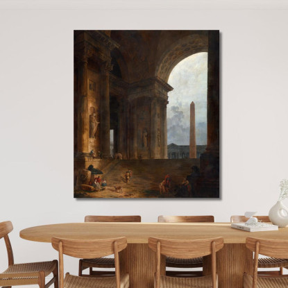 L'Obelisco Hubert Robert hrb105 quadro stampato su tela