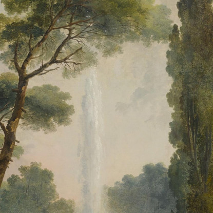 Vista Di Un Giardino Con Una Grande Fontana Al Centro E Figure Che Si Rilassano E Ballano In Primo Piano Hubert Robert hrb119 q