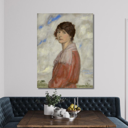 Signora In Rosso Franz von Stuck fvs48 quadro stampato su tela