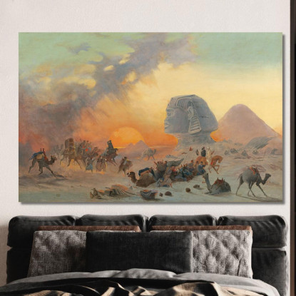 Una Carovana Nel Deserto In Un Simoom Ippolito Caffi icf1 quadro stampato su tela