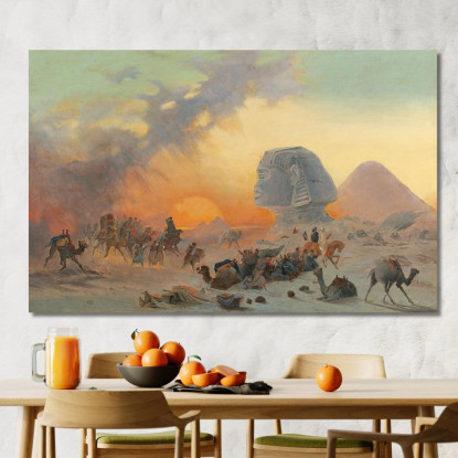 Una Carovana Nel Deserto In Un Simoom Ippolito Caffi icf1 quadro stampato su tela