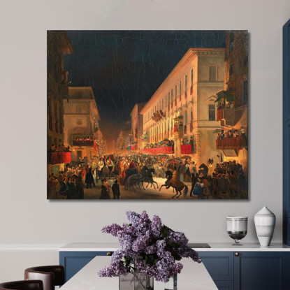 Carnevale A Roma La Festa Dei Moccoletti Ippolito Caffi icf6 quadro stampato su tela