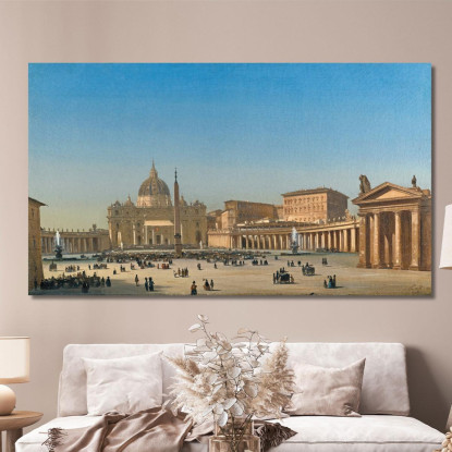 La Benedizione Di Pio Ix In Piazza San Pietro Roma Ippolito Caffi icf20 quadro stampato su tela