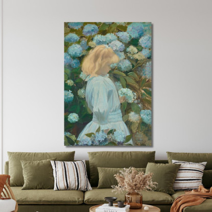 La Bambina Con Le Ortensie Jacques-Émile Blanche jeb18 quadro stampato su tela
