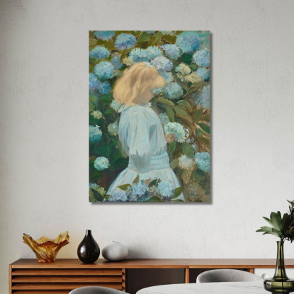 La Bambina Con Le Ortensie Jacques-Émile Blanche jeb18 quadro stampato su tela
