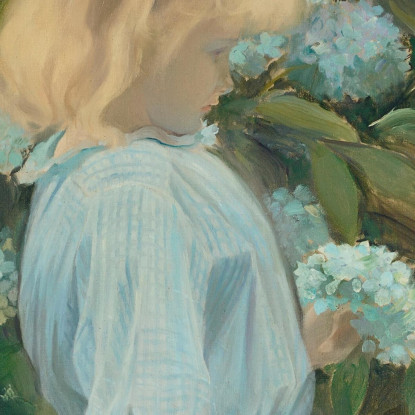 La Bambina Con Le Ortensie Jacques-Émile Blanche jeb18 quadro stampato su tela