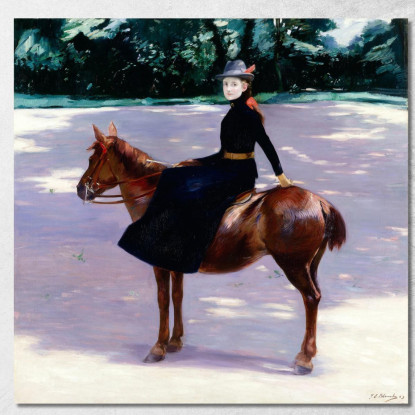 Mademoiselle Meuriot Sul Suo Pony Jacques-Émile Blanche jeb22 quadro stampato su tela