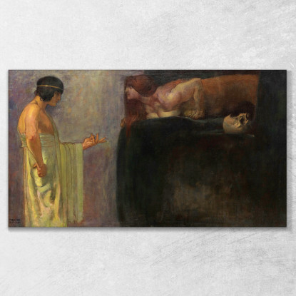 Edipo Risolve Il Mistero Della Sfinge Franz von Stuck fvs61 quadro stampato su tela