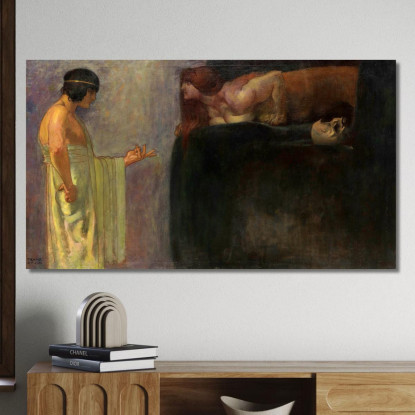 Edipo Risolve Il Mistero Della Sfinge Franz von Stuck fvs61 quadro stampato su tela