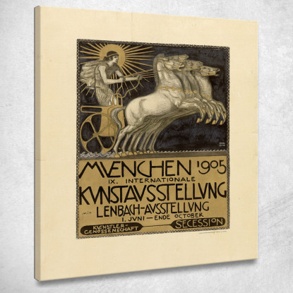 Manifesto Per Il Ix. Mostra D'Arte Internazionale A Monaco Franz von Stuck fvs68 quadro stampato su tela