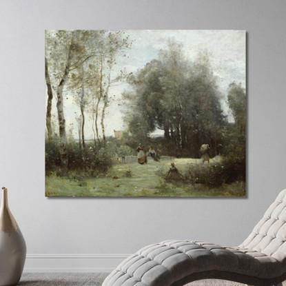 Arleux-Palluel Il Ponte Degli Incontri Jean-Baptiste-Camille Corot jbc16 quadro stampato su tela