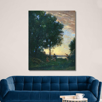 Fauni E Ninfe Danzanti Fauni E Ninfe Danzanti Jean-Baptiste-Camille Corot jbc57 quadro stampato su tela