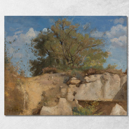 Vertice Di Fontainebleau Della Cava Boscosa Jean-Baptiste-Camille Corot jbc62 quadro stampato su tela