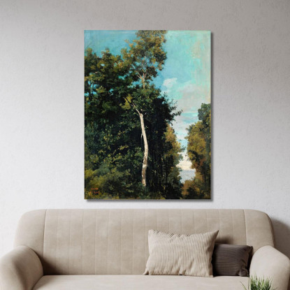 Foresta Sulla Costa Di Grace A Honfleur Jean-Baptiste-Camille Corot jbc67 quadro stampato su tela