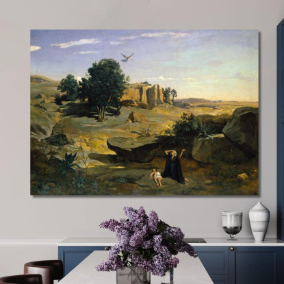 Agar Nel Deserto Jean-Baptiste-Camille Corot jbc76 quadro stampato su tela