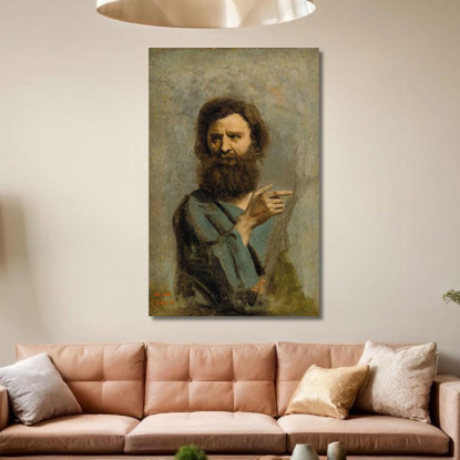 Testa Di Un Uomo Barbuto Jean-Baptiste-Camille Corot jbc78 quadro stampato su tela