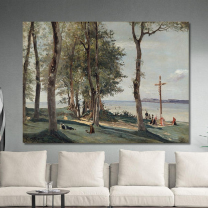 Calvario Di Honfleur Jean-Baptiste-Camille Corot jbc80 quadro stampato su tela