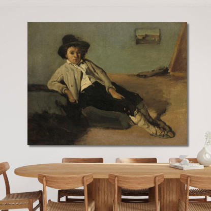Ragazzo Contadino Italiano Jean-Baptiste-Camille Corot jbc84 quadro stampato su tela