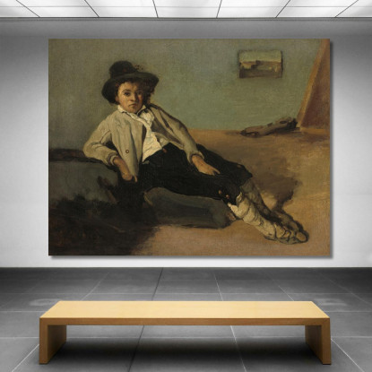 Ragazzo Contadino Italiano Jean-Baptiste-Camille Corot jbc84 quadro stampato su tela