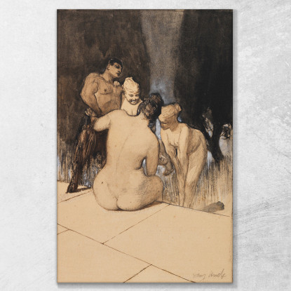 Satiro Con Ninfe E Bambino Franz von Stuck fvs82 quadro stampato su tela