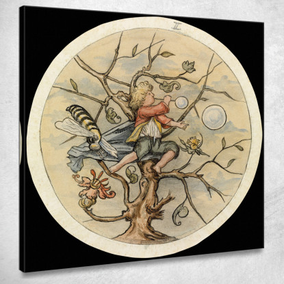 Ragazzo Che Soffia Bolle Di Sapone Franz von Stuck fvs84 quadro stampato su tela