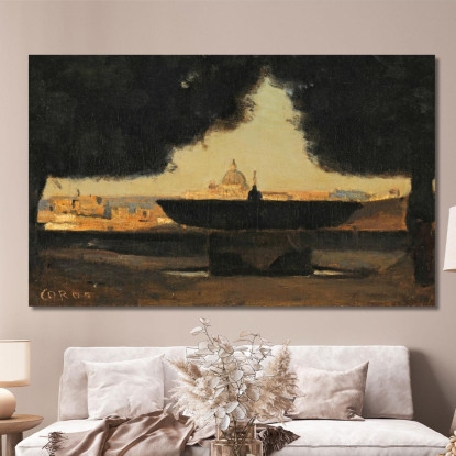 Il Bacino Di Villa Medici Jean-Baptiste-Camille Corot jbc107 quadro stampato su tela