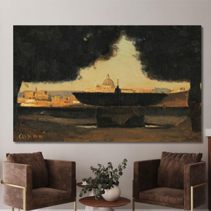 Il Bacino Di Villa Medici Jean-Baptiste-Camille Corot jbc107 quadro stampato su tela
