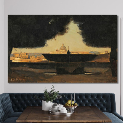 Il Bacino Di Villa Medici Jean-Baptiste-Camille Corot jbc107 quadro stampato su tela