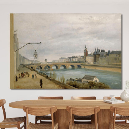 Il Pont Au Change Visto Da Quai De Gesvres Jean-Baptiste-Camille Corot jbc128 quadro stampato su tela