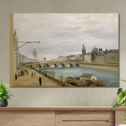 Il Pont Au Change Visto Da Quai De Gesvres Jean-Baptiste-Camille Corot jbc128 quadro stampato su tela