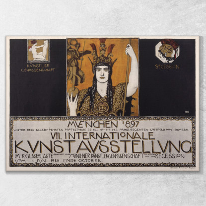 Settima Esposizione Internazionale D'Arte Monaco 1897 Franz von Stuck fvs87 quadro stampato su tela
