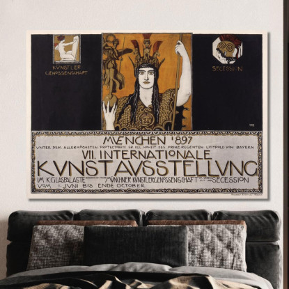 Settima Esposizione Internazionale D'Arte Monaco 1897 Franz von Stuck fvs87 quadro stampato su tela