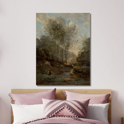 La Valle Delle Capre Ricordo Del Lago Di Garda Jean-Baptiste-Camille Corot jbc136 quadro stampato su tela