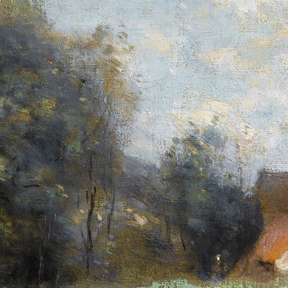 Luzancy Piccole Case Di Contadini Sull'Acqua Jean-Baptiste-Camille Corot jbc156 quadro stampato su tela