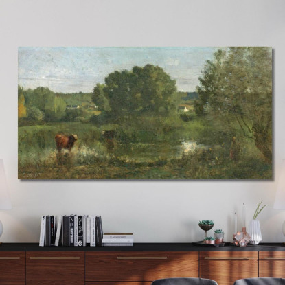 Marcoussis La Mare Aux Vaches Jean-Baptiste-Camille Corot jbc169 quadro stampato su tela