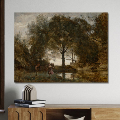 Ninfe E Fauni Jean-Baptiste-Camille Corot jbc187 quadro stampato su tela