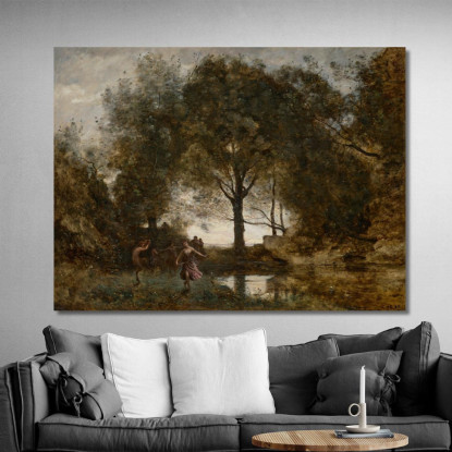 Ninfe E Fauni Jean-Baptiste-Camille Corot jbc187 quadro stampato su tela