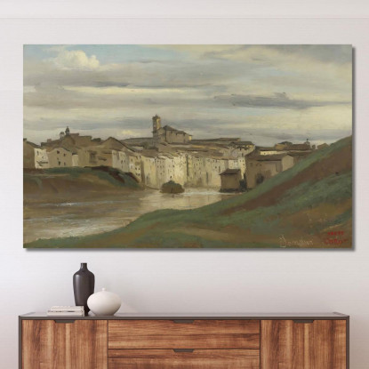 Sulle Rive Del Tevere Roma Jean-Baptiste-Camille Corot jbc188 quadro stampato su tela