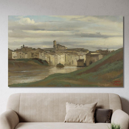 Sulle Rive Del Tevere Roma Jean-Baptiste-Camille Corot jbc188 quadro stampato su tela