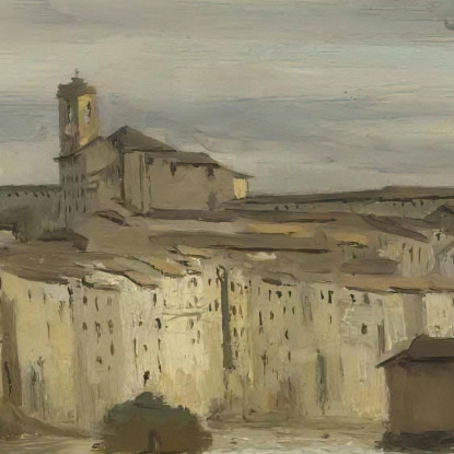 Sulle Rive Del Tevere Roma Jean-Baptiste-Camille Corot jbc188 quadro stampato su tela