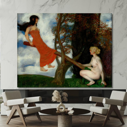 L'Altalena Franz von Stuck fvs95 quadro stampato su tela