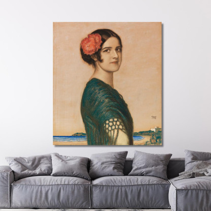 Figlia Mary Come Spagnola Franz von Stuck fvs99 quadro stampato su tela