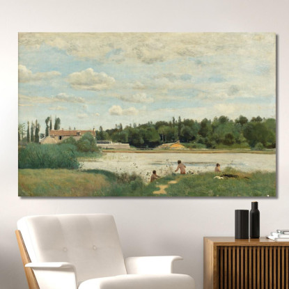 Il Bagno Jean-Baptiste-Camille Corot jbc240 quadro stampato su tela