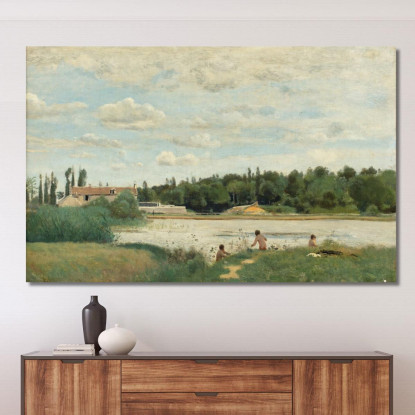 Il Bagno Jean-Baptiste-Camille Corot jbc240 quadro stampato su tela