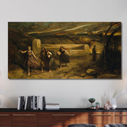 L'Incendio Di Sodoma Jean-Baptiste-Camille Corot jbc242 quadro stampato su tela