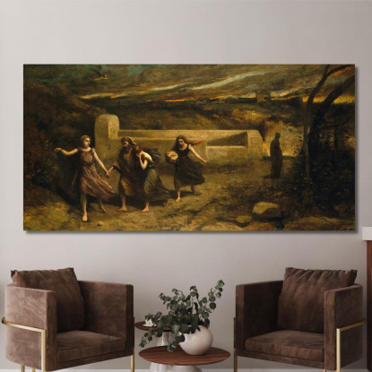 L'Incendio Di Sodoma Jean-Baptiste-Camille Corot jbc242 quadro stampato su tela