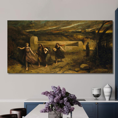 L'Incendio Di Sodoma Jean-Baptiste-Camille Corot jbc242 quadro stampato su tela