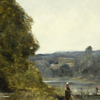 La Partenza Del Barcaiolo Jean-Baptiste-Camille Corot jbc246 quadro stampato su tela