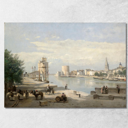 Il Porto Di La Rochelle Jean-Baptiste-Camille Corot jbc253 quadro stampato su tela